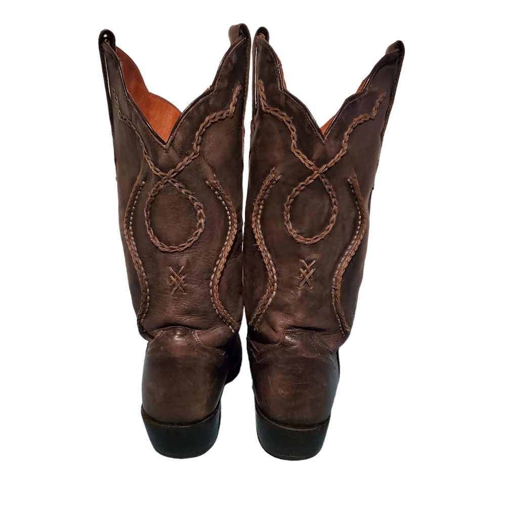 Vintage Dan Post Gray Leather Stitched Cowboy Western Boots Men's Size 9.5D - Picture 7 of 10